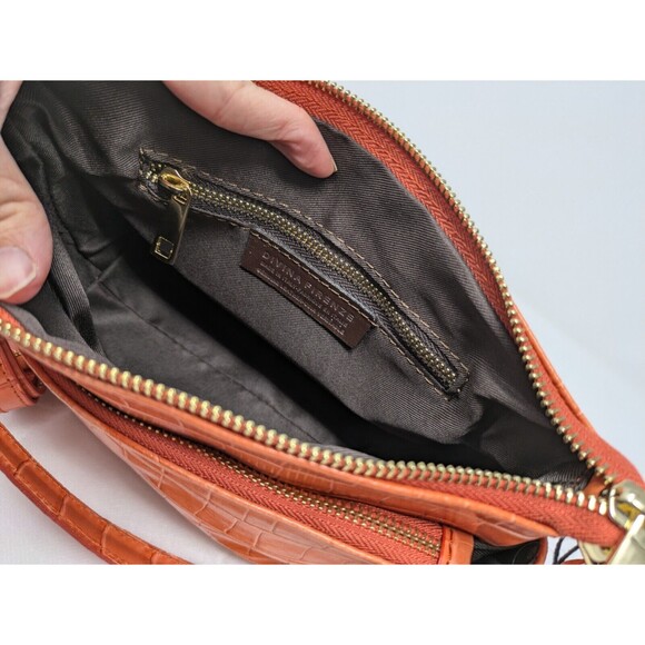 Divina Firenze Lilla Snake Skin Leather Papaya Convertible Handbag - Picture 7 of 8